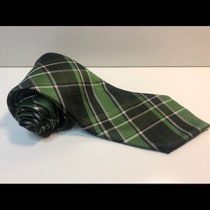 Tom Ford 100% silk green plaid tie